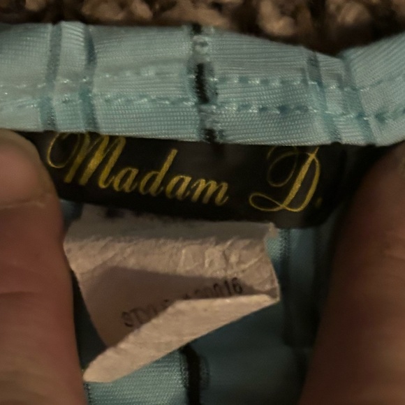 Madam D Blue & Black Striped Tie Front Crop Top with Ruffle Sleeves - Picture 7 of 8